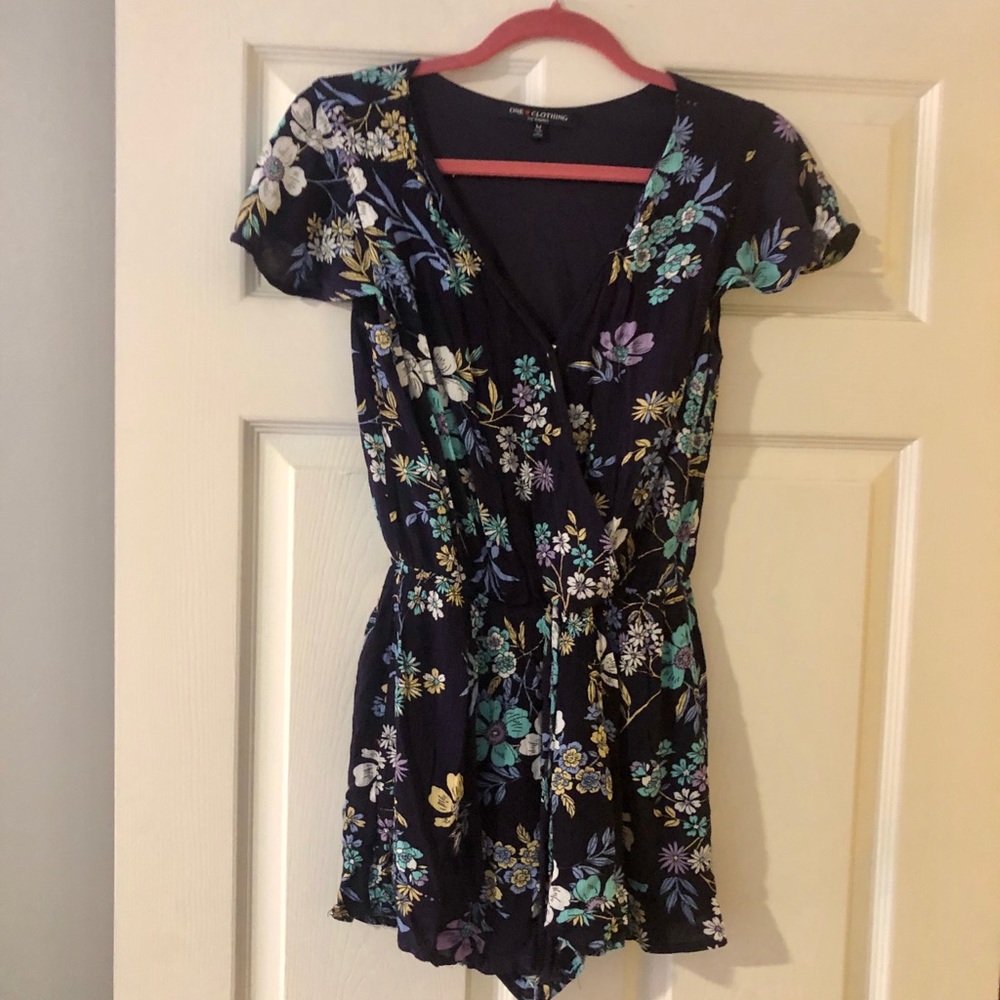 One clothing navy floral shorts romper